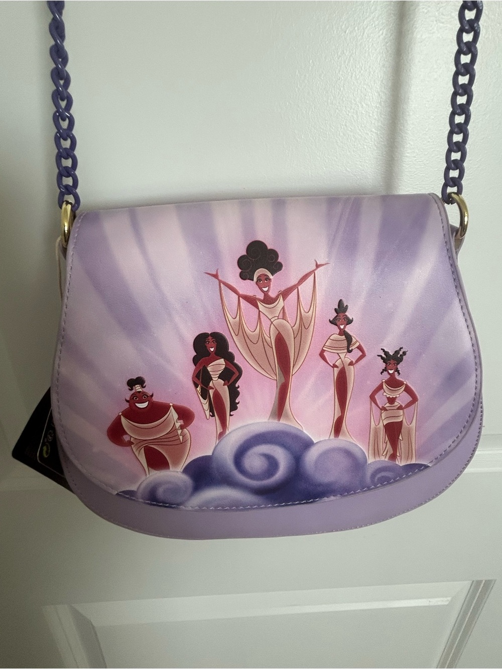 Disney Loungefly Hercules Muses Purple Graphic Crossbody